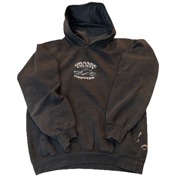 ODM Other - Vtg Orange County Chopper Hoodie Mens Medium Large Faded Black Distressed Y2K